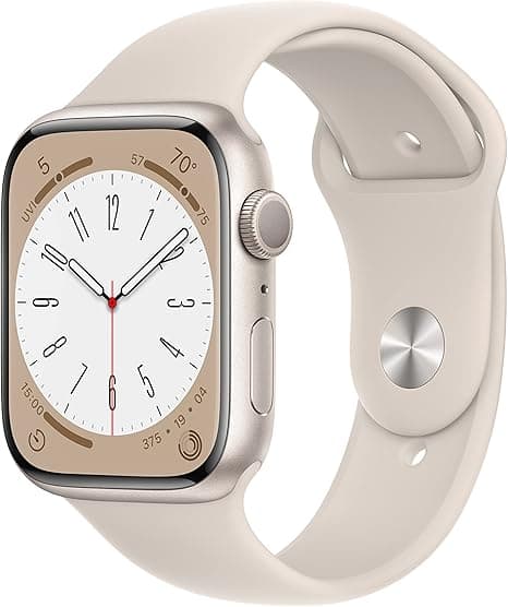 Apple Watch Series 8 (GPS, 45 mm), aluminiowy, sportowy pasek polaryzacyjny, regularny, monitor fitness, Blutsauerstoffund EKGApps, zawsze włączony wyświetlacz Retina, Wasserschutz